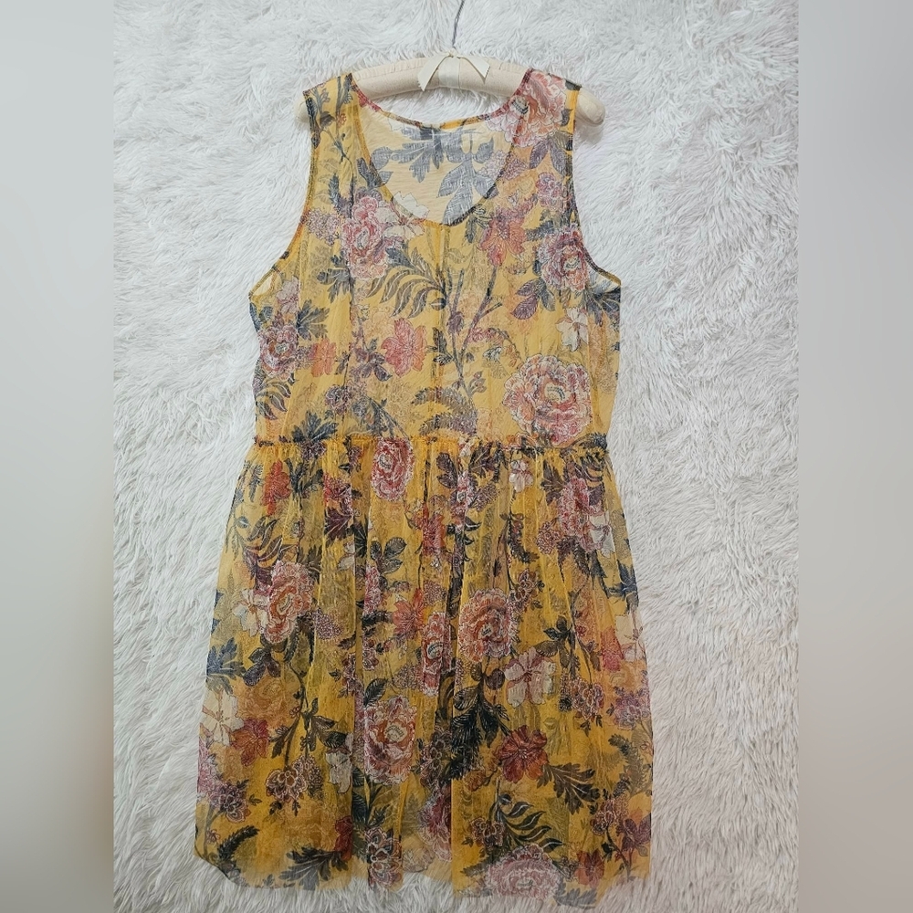 Cato Mustard Floral Sleeveless Tunic 26/28 Like New - Picture 9 of 11